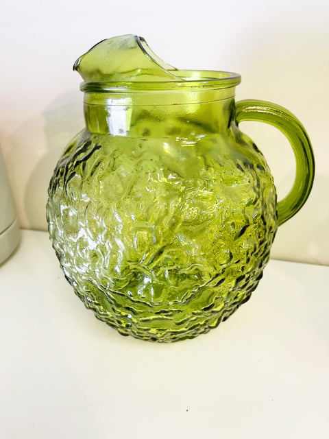 Vintage Anchor Hocking Milano Olive Green Pitcher