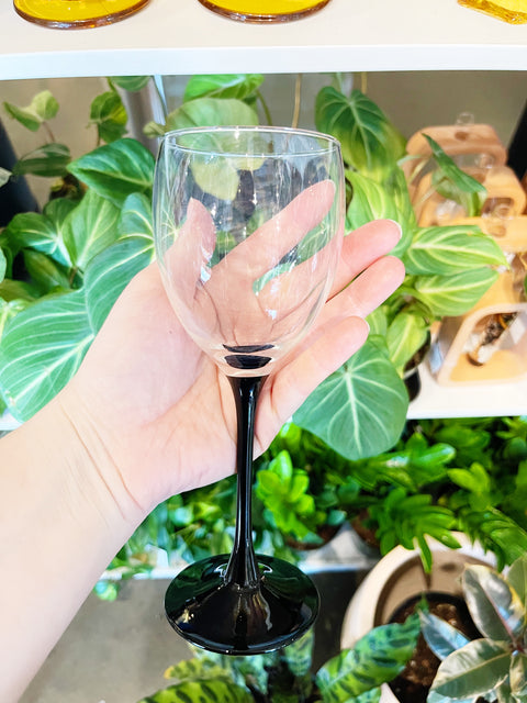 Vintage Luminarc Black Stem Glasses