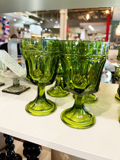 Vintage Anchor Hocking Green Fairfield Glasses