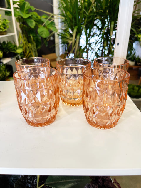 Vintage Jeannette Diamond Glasses and Pitcher