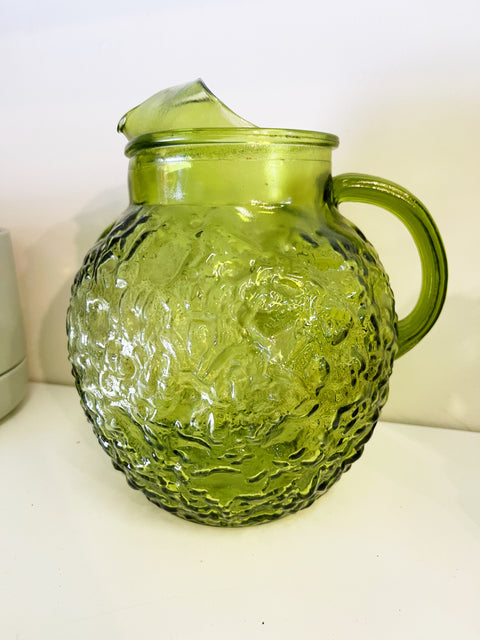 Vintage Anchor Hocking Milano Olive Green Pitcher