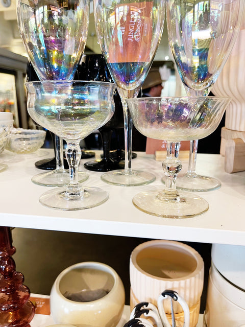 Vintage Mixed Iridescent Coupe Glasses