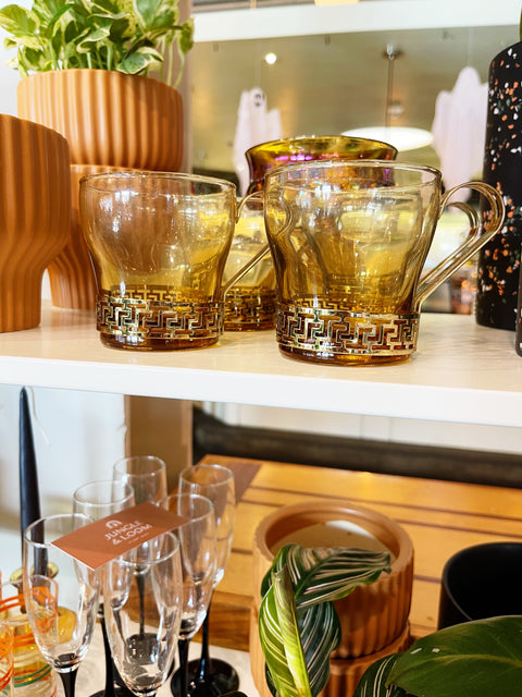 Vintage Libbey Greek Key Glasses