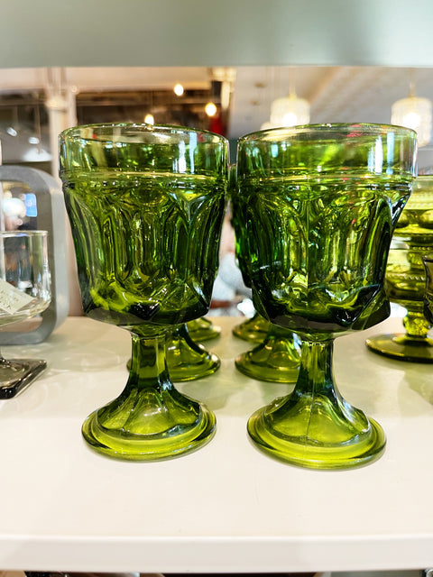Vintage Anchor Hocking Green Fairfield Glasses
