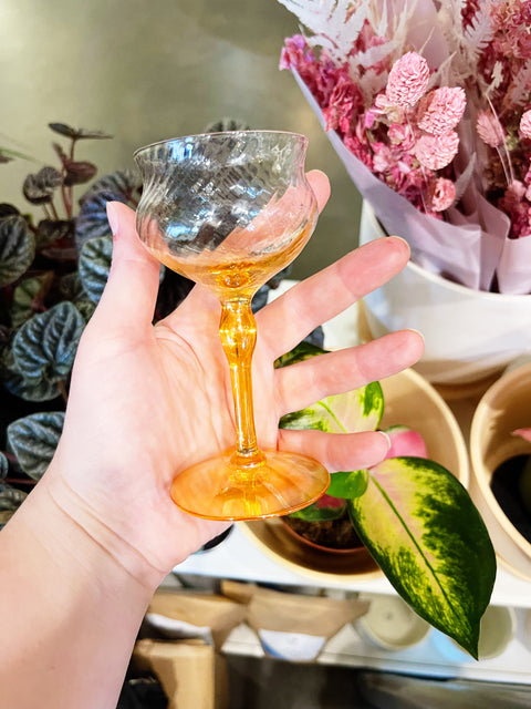 Vintage West Virginia Lusterware Orange Iridescent Glasses