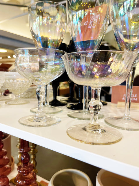 Vintage Mixed Iridescent Coupe Glasses