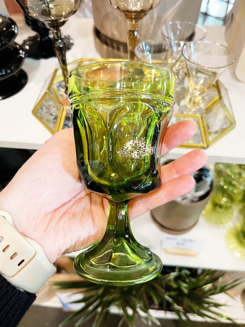 Vintage Anchor Hocking Green Fairfield Glasses