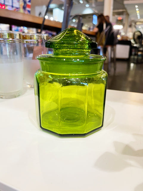 Vintage LE Smith Green Lidded Jar