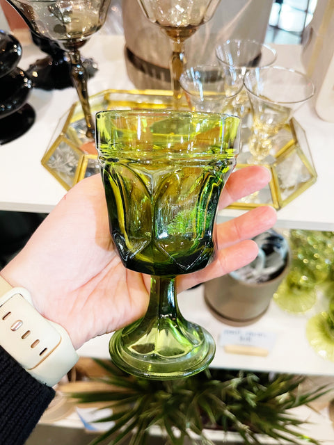 Vintage Anchor Hocking Green Fairfield Glasses