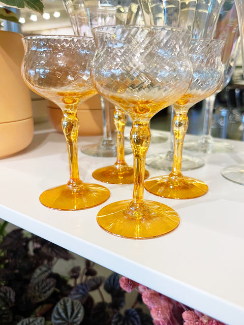 Vintage West Virginia Lusterware Orange Iridescent Glasses