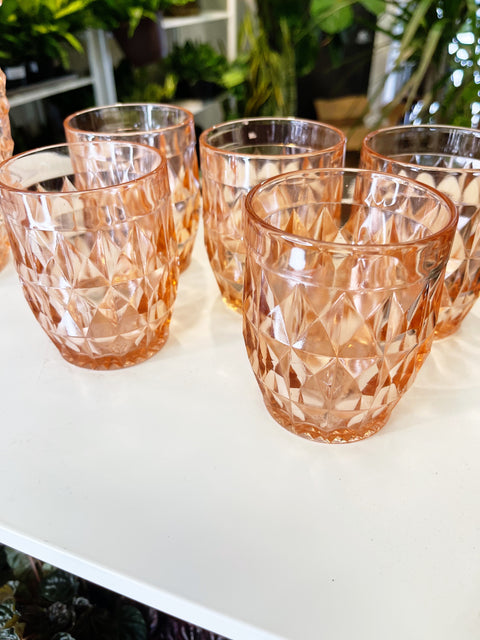Vintage Jeannette Diamond Glasses and Pitcher