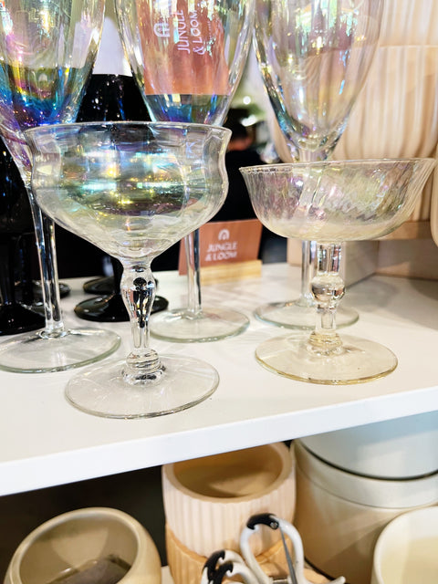 Vintage Mixed Iridescent Coupe Glasses