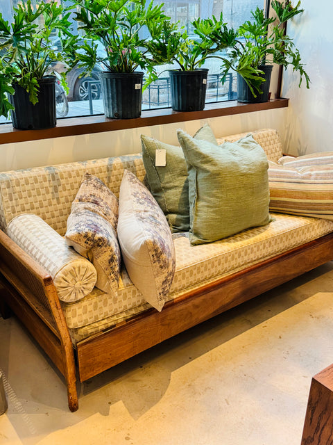 Vintage Cane Sofa with Trundle