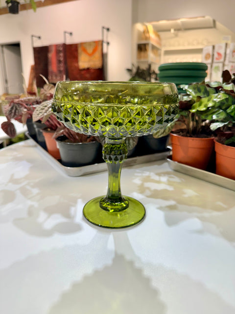 Vintage Indiana Glass Diamond Point Pedestal Dish
