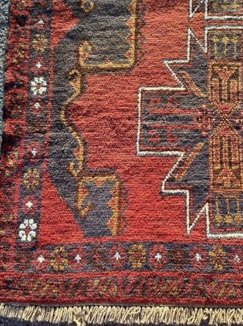 #128 Vintage Kazak Handmade Rug 3'9" x 6'2"