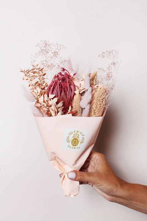 Strawberry Pink and Coral Dried Bouquet