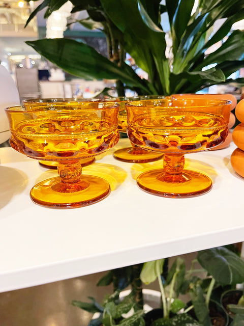 Vintage King Crown Amber Glasses