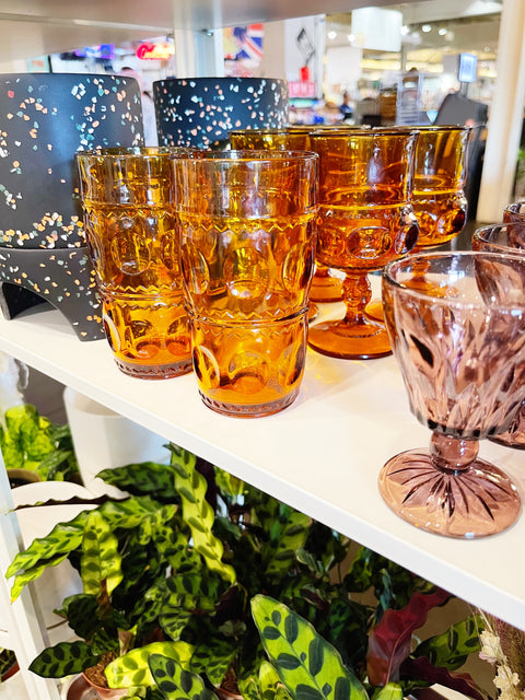 Vintage King Crown Amber Glasses