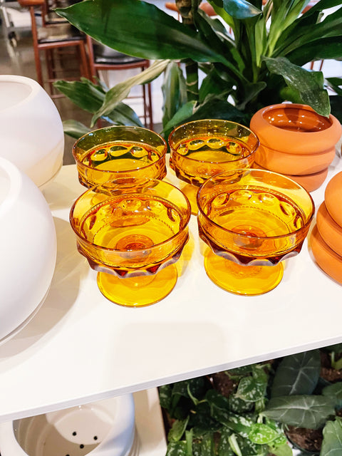 Vintage King Crown Amber Glasses