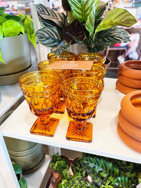 Vintage Indiana Glass Park Lane Amber Glasses