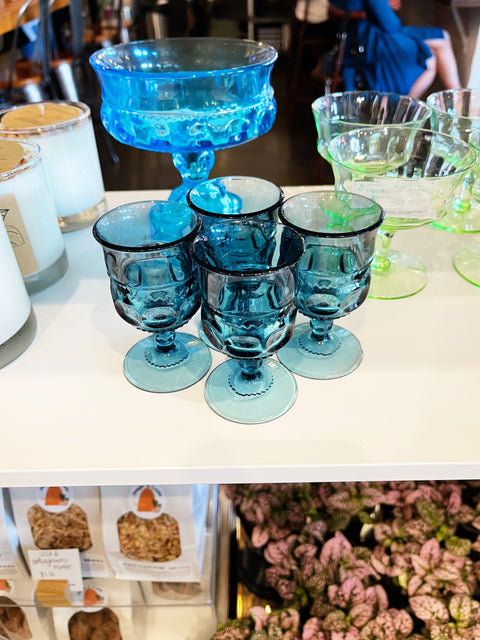 Vintage King Crown Imperial Blue Glasses