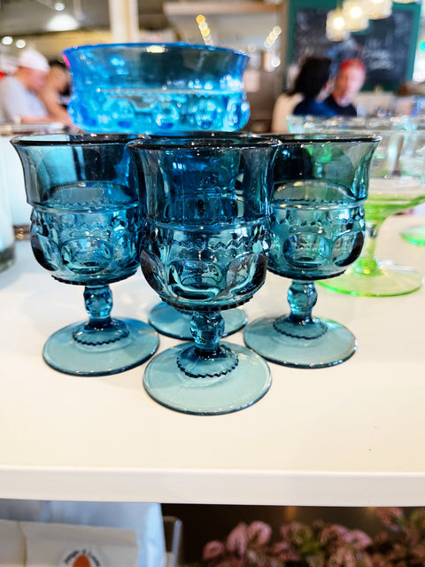 Vintage King Crown Imperial Blue Glasses