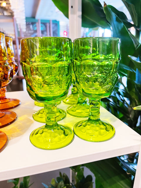 Vintage Viking Citrine Green Honeycomb Glasses