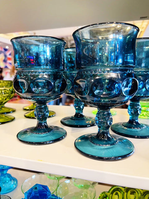 Vintage King Crown Imperial Blue Glasses