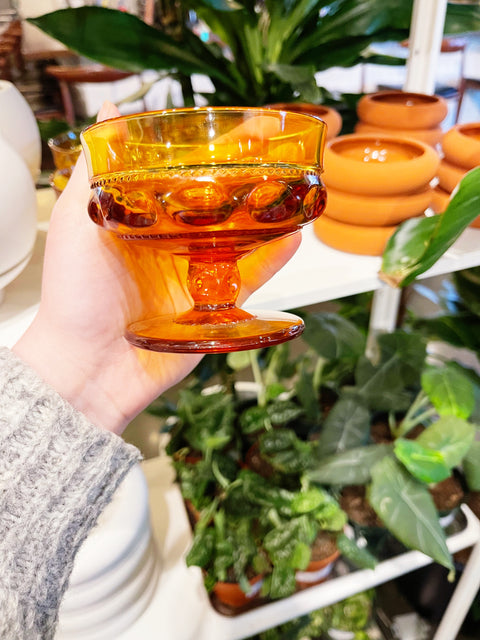 Vintage King Crown Amber Glasses