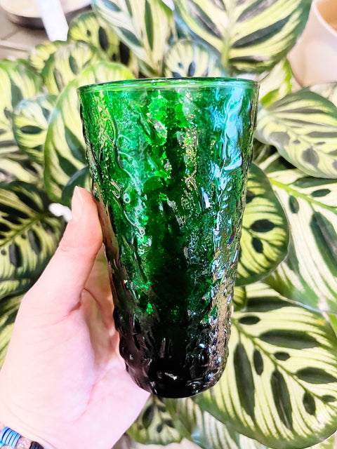 Vintage Anchor Hocking Lido Emerald Green Glasses and Pitcher