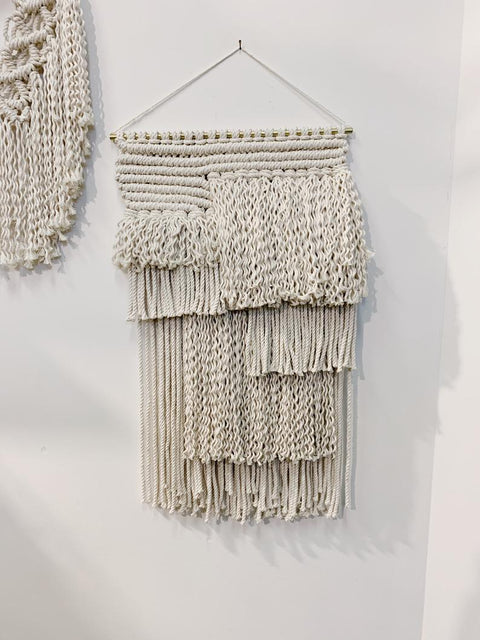 Remy - Large Macrame Wall Hanging with fringe and brass dowel