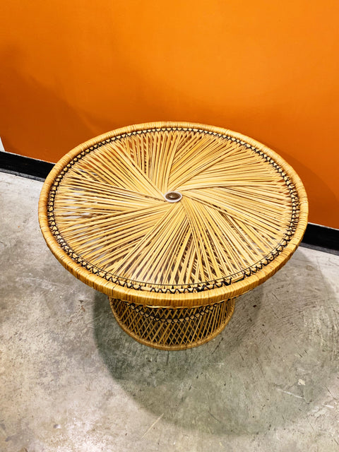 Vintage Wicker Side Table Plant Stand