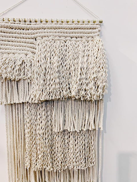 Remy - Large Macrame Wall Hanging with fringe and brass dowel