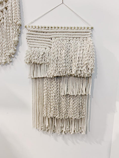 Remy - Large Macrame Wall Hanging with fringe and brass dowel