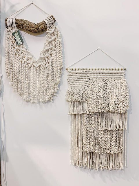 Remy - Large Macrame Wall Hanging with fringe and brass dowel