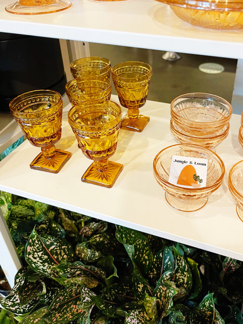 Vintage Indiana Glass Park Lane Amber Glasses