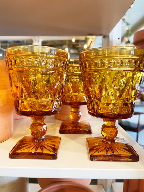 Vintage Indiana Glass Park Lane Amber Glasses