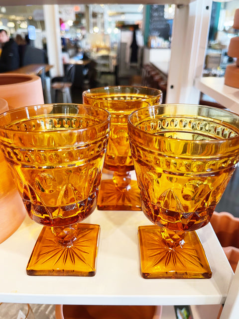 Vintage Indiana Glass Park Lane Amber Glasses