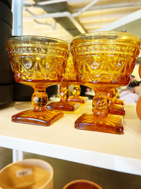 Vintage Indiana Glass Park Lane Amber Glasses