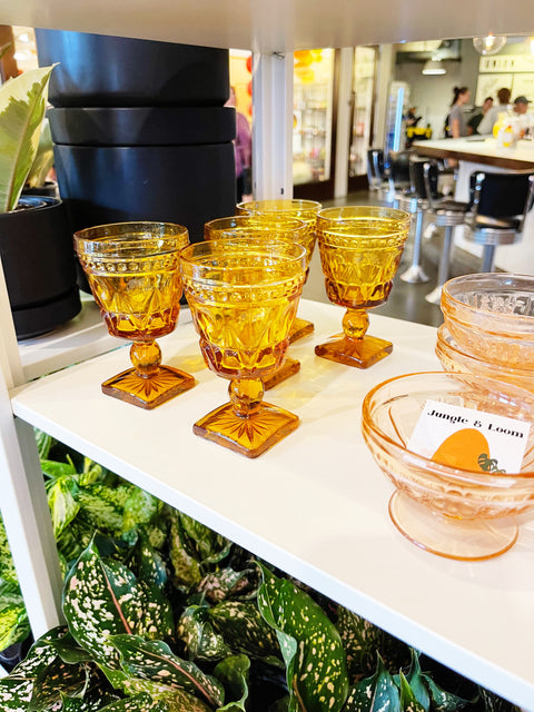 Vintage Indiana Glass Park Lane Amber Glasses
