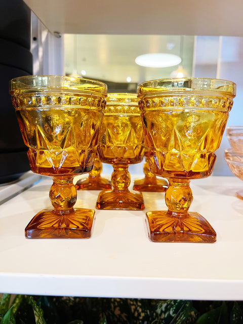 Vintage Indiana Glass Park Lane Amber Glasses