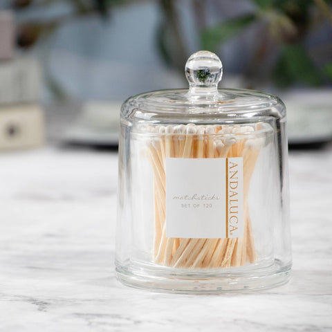 Glass Jar with Lid & White Matches