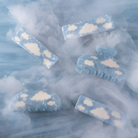 Sky Blue w/ White Clouds Hair Clip