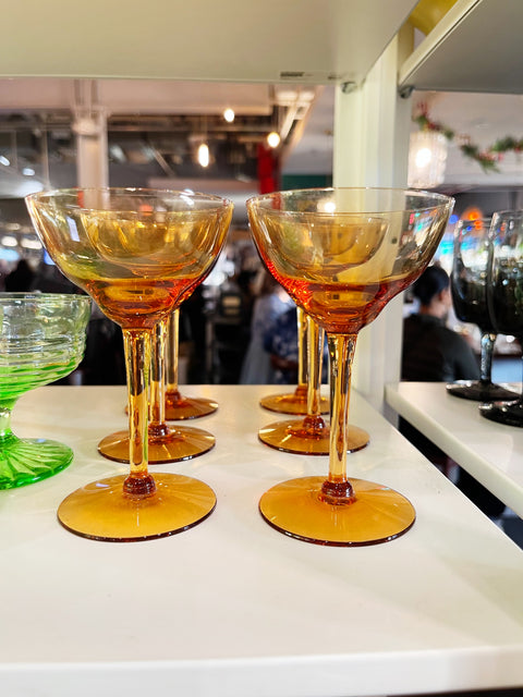 Vintage Amber Cordial Glasses