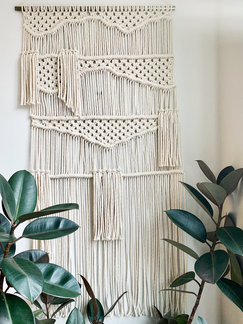 Maeve - Large Macrame Wall Hanging with copper dowel