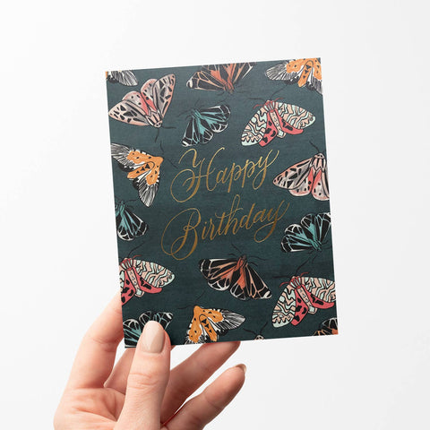 Emerald Moth Birthday Card