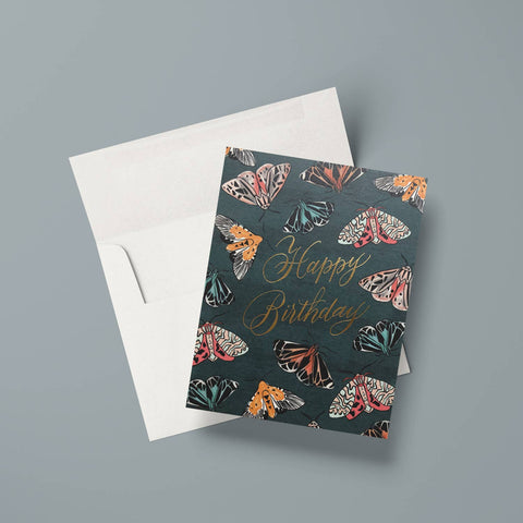 Emerald Moth Birthday Card