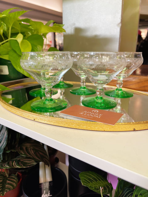 Vintage Brass Vanity Tray with Mirrored Bottom