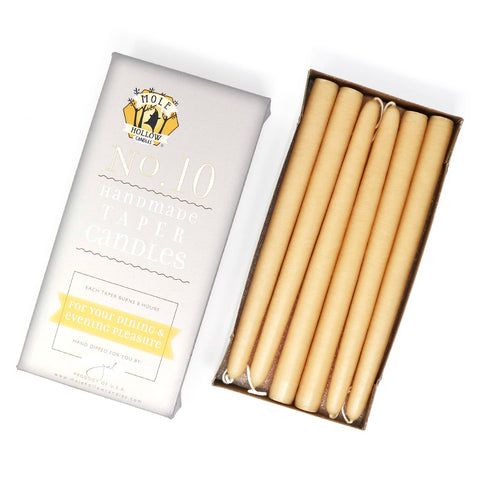 10" Hand Dipped Unscented Taper Candles