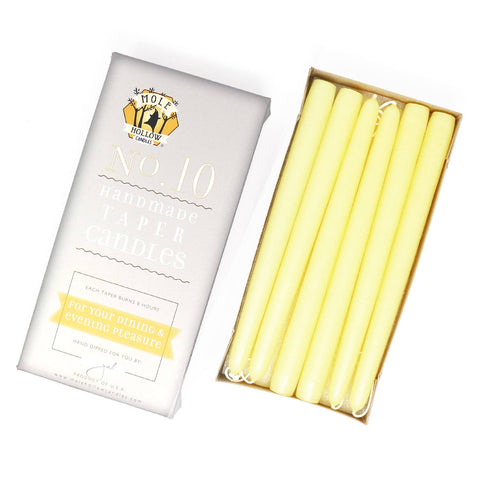 10" Hand Dipped Unscented Taper Candles